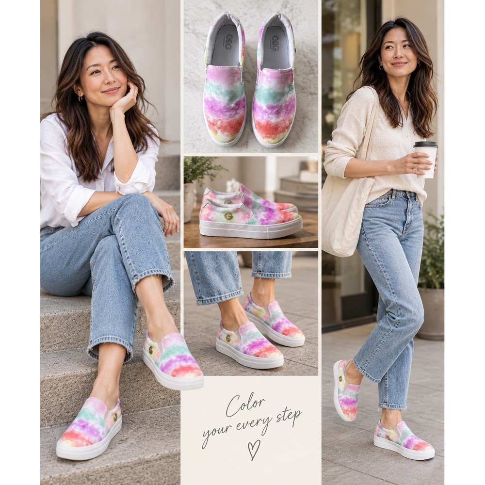 GBG Los Angeles Womens GGPAYSYN4 Tie Dye Platform SlipOn Sneakers Multi Color 8M